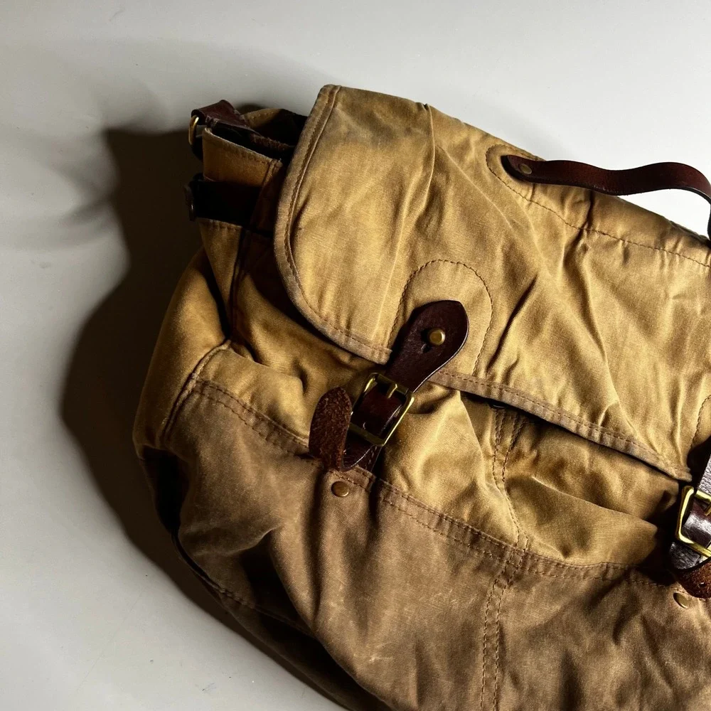 J.Crew Abingdon Messenger Bag Waxed Canvas Leather Field Satchel Laptop Bag